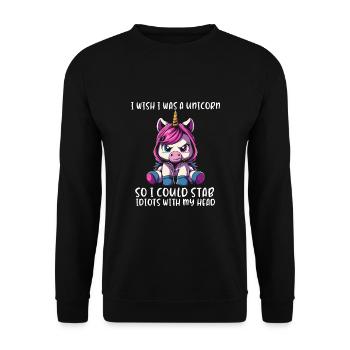 I Wish Was A Unicorn - Unisex Pullover - Schwarz - Vorne - Alina (178cm) & Michal (187cm)