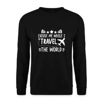 Excusez-moi pendant que je voyage dans le monde - Sweat-shirt Unisexe - noir - Devant - Alina (178cm) & Michal (187cm)