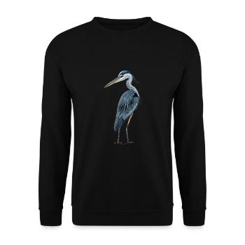 Petit héron bleu - Sweat-shirt Unisexe - noir - Devant - Alina (178cm) & Michal (187cm)