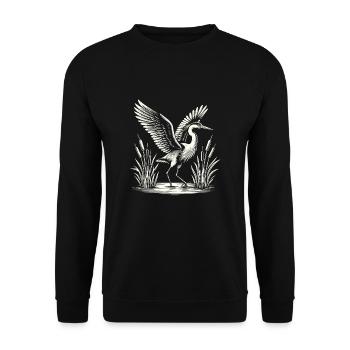 Observation des oiseaux de héron - Sweat-shirt Unisexe - noir - Devant - Alina (178cm) & Michal (187cm)