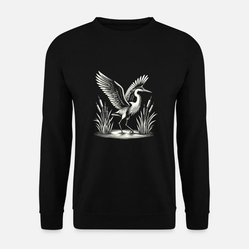 Heron Bird Watching - Unisex Sweatshirt - black