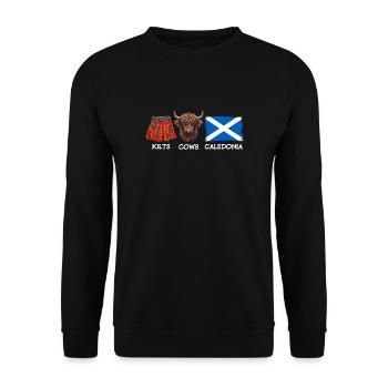 Kilts Cows Caledonia - Unisex Sweatshirt - black - Front - Alina (178cm) & Michal (187cm)