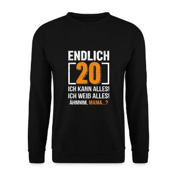 Enfin 20 ans je peux tout faire je sais tout - Sweat-shirt Unisexe - noir - Devant - Alina (178cm) & Michal (187cm)