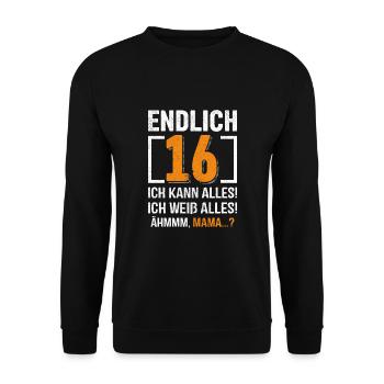 Finally 16 I can do everything I know everything - Unisex Sweatshirt - black - Front - Alina (178cm) & Michal (187cm)