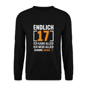 Enfin 17 je peux tout faire, je sais tout - Sweat-shirt Unisexe - noir - Devant - Alina (178cm) & Michal (187cm)