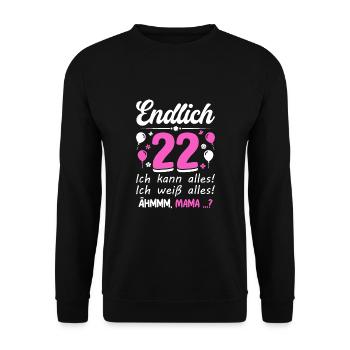 Enfin 22 je peux tout faire, je sais tout - Sweat-shirt Unisexe - noir - Devant - Alina (178cm) & Michal (187cm)