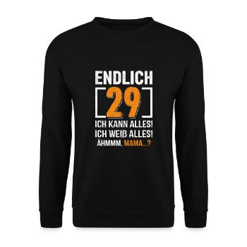 29 Geburtstag Ich Kann Alles Ich Weiß Alles - Unisex Pullover - Schwarz - Vorne - Alina (178cm) & Michal (187cm)