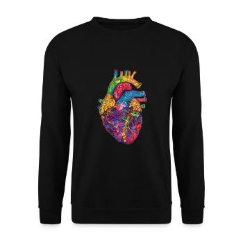 Anatomical Heart Art Colorful - Unisex Sweatshirt - black - Front - Alina (178cm) & Michal (187cm)