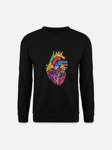 Anatomisches Herz Kunst Bunt - Unisex Pullover - Schwarz