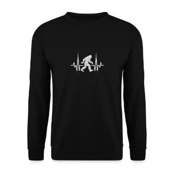Bigfoot ECG Heartbeat - Unisex Sweatshirt - black - Front - Alina (178cm) & Michal (187cm)