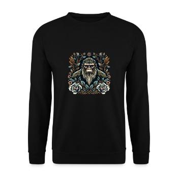 Floral Bigfoot Sasquatch - Unisex Pullover - Schwarz - Vorne - Alina (178cm) & Michal (187cm)
