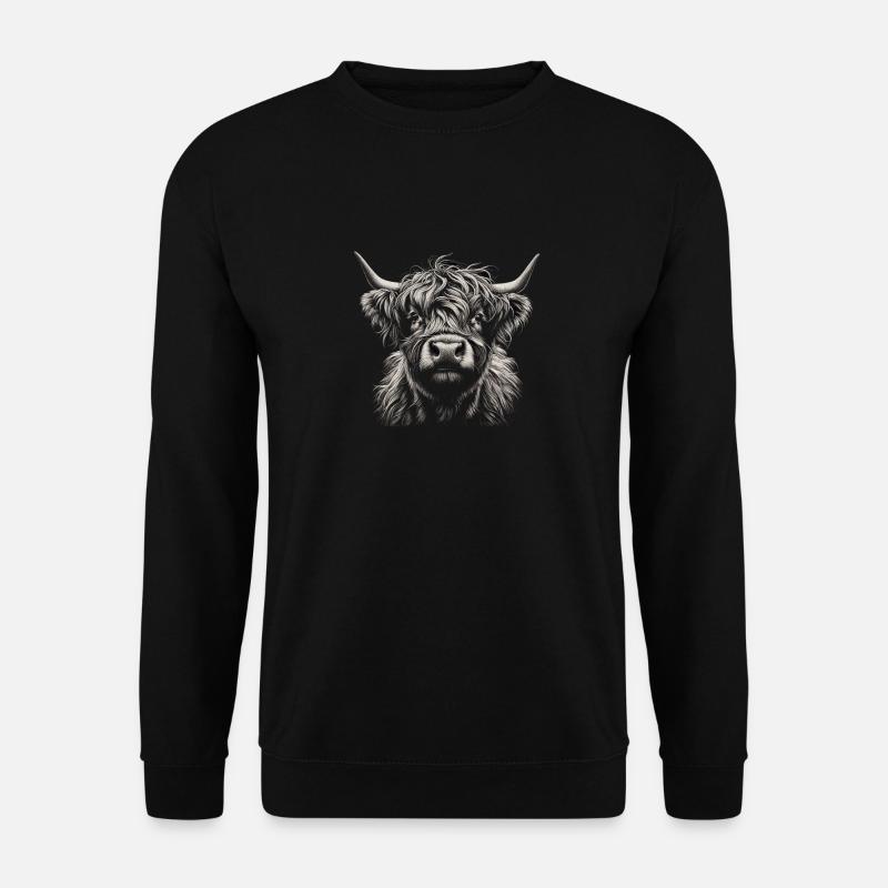 Scottish Highland Cow Curious Face - Unisex Sweatshirt - black