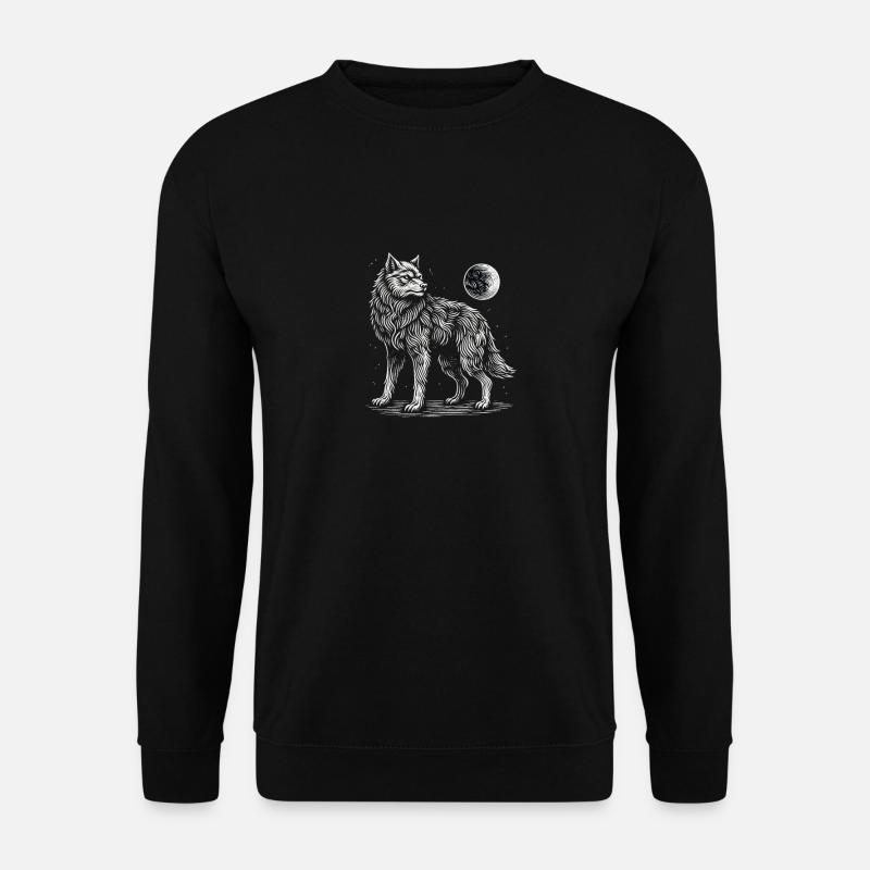 Wolf Mond Wildtier - Unisex Pullover - Schwarz