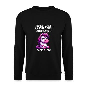 Zack Blad Funny Dialect Unicorn - Unisex Sweatshirt - black - Front - Alina (178cm) & Michal (187cm)