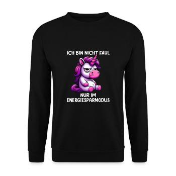 I'm not lazy only in low power mode - Unisex Sweatshirt - black - Front - Alina (178cm) & Michal (187cm)