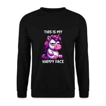 This Is My Happy Face - Unisex Pullover - Schwarz - Vorne - Alina (178cm) & Michal (187cm)