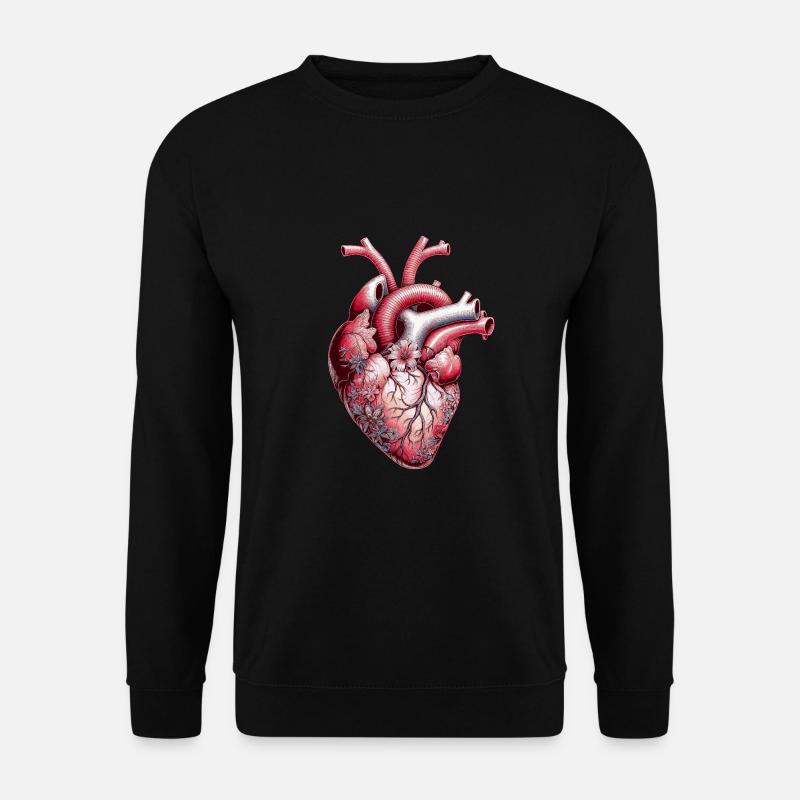 Anatomisches Herz Blumen - Unisex Pullover - Schwarz