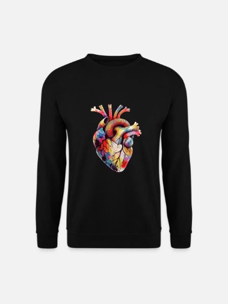 Buntes anatomisches Herz Medizinisches Herz - Unisex Pullover - Schwarz