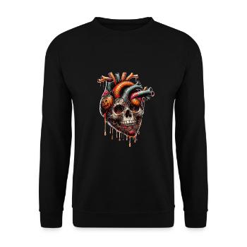 Anatomical Heart Halloween Skull - Unisex Sweatshirt - black - Front - Alina (178cm) & Michal (187cm)