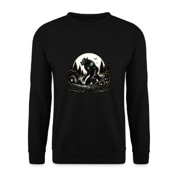 Aesthetic Werewolf Moon - Unisex Pullover - Schwarz - Vorne - Alina (178cm) & Michal (187cm)
