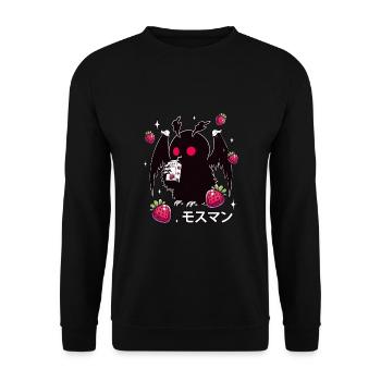 Strawberry Milk Shake Carton Mothman - Unisex Pullover - Schwarz - Vorne - Alina (178cm) & Michal (187cm)