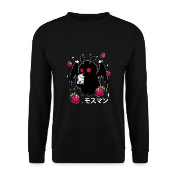 Strawberry Milk Shake Carton Mothman - Unisex Pullover - Schwarz - Vorne - Alina (178cm) & Michal (187cm)