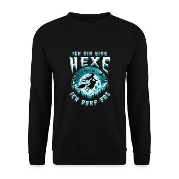 Ich Bin Eine Hexe Ich Darf Das Halloween Hexen - Unisex Pullover - Schwarz - Vorne - Alina (178cm) & Michal (187cm)