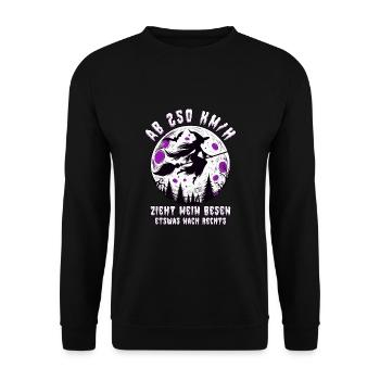 From 250km/h my broom pulls a little to the right - Unisex Sweatshirt - black - Front - Alina (178cm) & Michal (187cm)