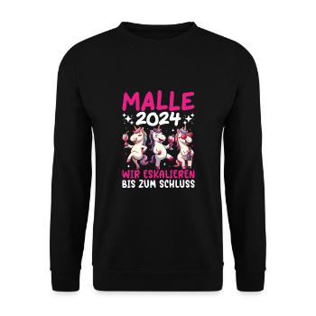Malle 2024 Licorne Nous intensifions jusqu’à la fin - Sweat-shirt Unisexe - noir - Devant - Alina (178cm) & Michal (187cm)
