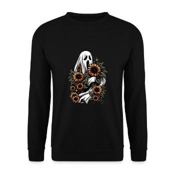 Ghost with sunflowers - Unisex Sweatshirt - black - Front - Alina (178cm) & Michal (187cm)