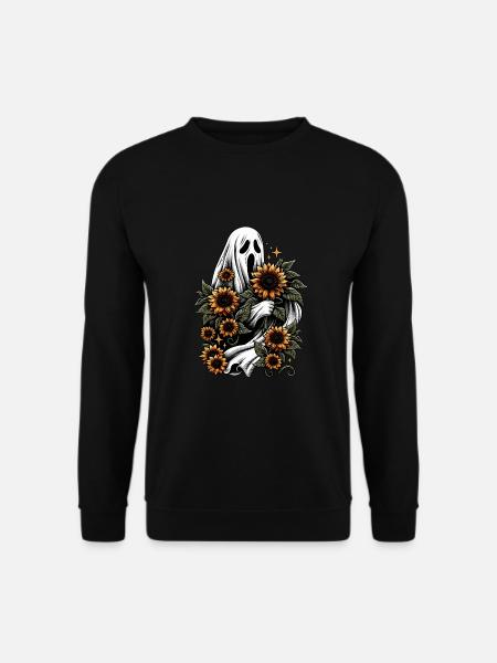Ghost with sunflowers - Unisex Sweatshirt - black