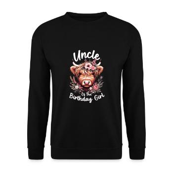 Uncle Of The Birthday Girl - Unisex Pullover - Schwarz - Vorne - Alina (178cm) & Michal (187cm)