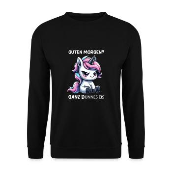 Guten Morgen Ganz Dünnes Eis - Unisex Sweatshirt - black - Front - Alina (178cm) & Michal (187cm)