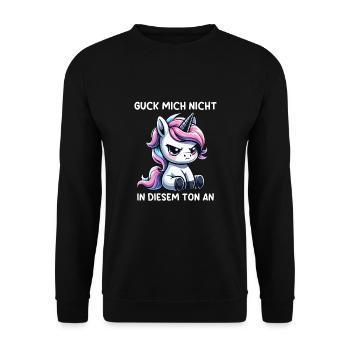 Guck Mich Nicht In Diesem Ton An Einhorn - Unisex Pullover - Schwarz - Vorne - Alina (178cm) & Michal (187cm)