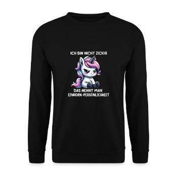 Personnalité de licorne Dicton sarcastique - Sweat-shirt Unisexe - noir - Devant - Alina (178cm) & Michal (187cm)