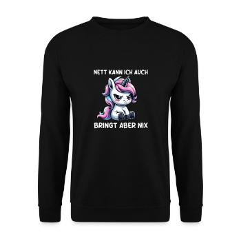 Je peux être gentil aussi, mais cela n’apporte rien de drôle - Sweat-shirt Unisexe - noir - Devant - Alina (178cm) & Michal (187cm)