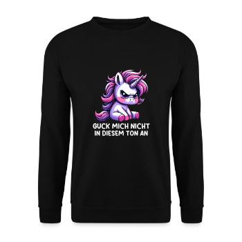 Guck Mich Nicht In Diesem Ton An - Unisex Pullover - Schwarz - Vorne - Alina (178cm) & Michal (187cm)