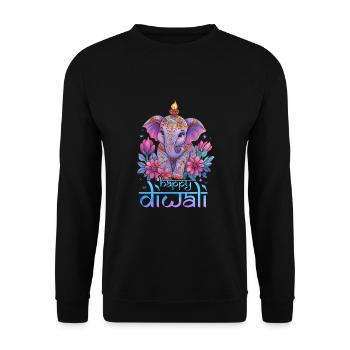 Happy Diwali - Unisex Pullover - Schwarz - Vorne - Alina (178cm) & Michal (187cm)