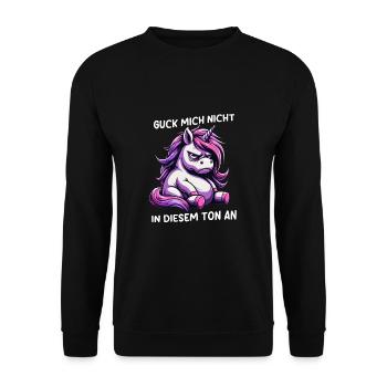 Guck Mich Nicht In Diesem Ton An - Unisex Pullover - Schwarz - Vorne - Alina (178cm) & Michal (187cm)