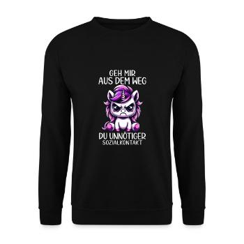Get out of my way, you unnecessary social contact - Unisex Sweatshirt - black - Front - Alina (178cm) & Michal (187cm)