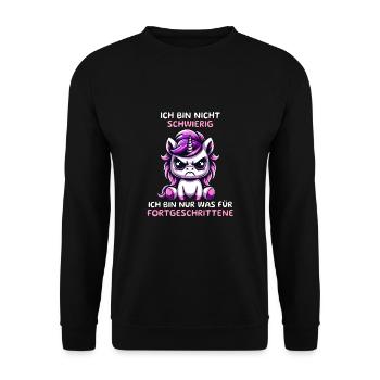 Ich Bin Nicht Schwierig Nur Für Fortgeschrittene - Unisex Pullover - Schwarz - Vorne - Alina (178cm) & Michal (187cm)
