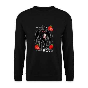 Mothman Erdbeer Milchshake - Unisex Pullover - Schwarz - Vorne - Alina (178cm) & Michal (187cm)