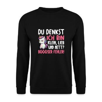You think I'm small, sweet and nice, bad mistake - Unisex Sweatshirt - black - Front - Alina (178cm) & Michal (187cm)