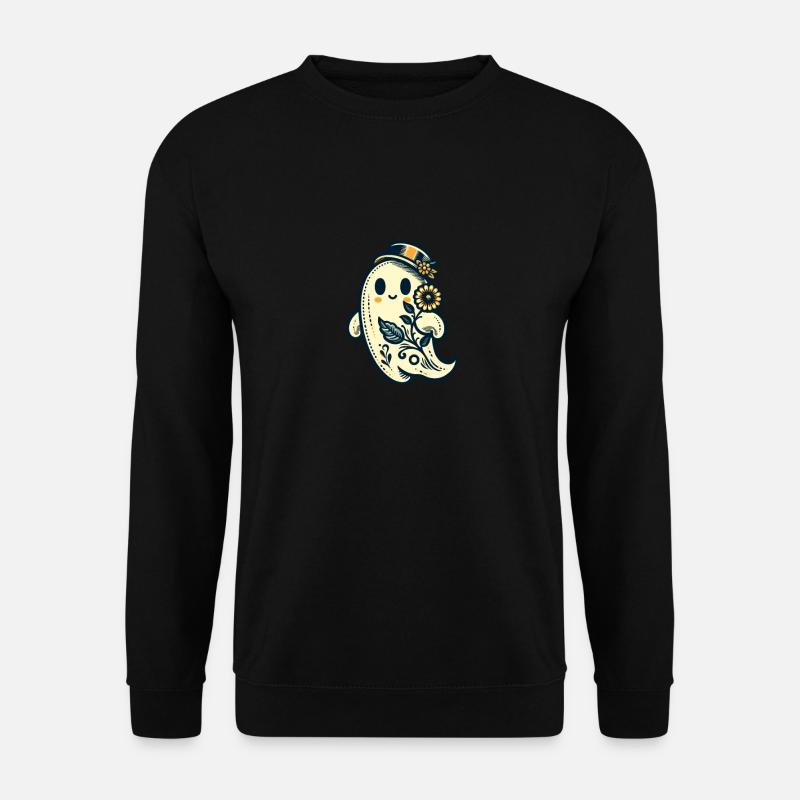Floral Ghost with Hat - Unisex Sweatshirt - black