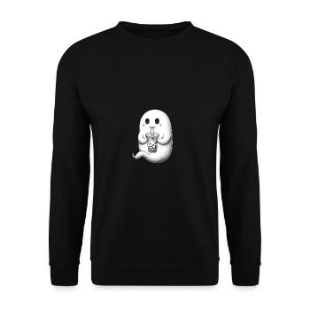 Geist trinkt Bubble Tea - Unisex Pullover - Schwarz - Vorne - Alina (178cm) & Michal (187cm)