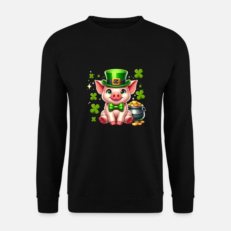 Glücksschwein Silvester Neujahr Glücksschweinchen - Unisex Pullover - Schwarz