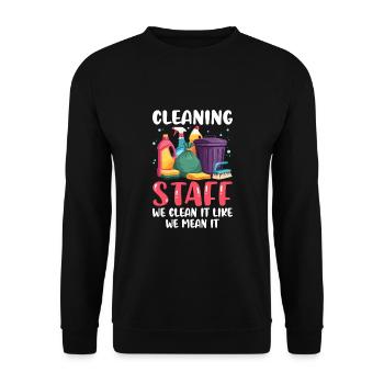 Cleaning Staff - Unisex Sweatshirt - black - Front - Alina (178cm) & Michal (187cm)