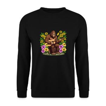 Bigfoot mit Gitarre - Unisex Pullover - Schwarz - Vorne - Alina (178cm) & Michal (187cm)