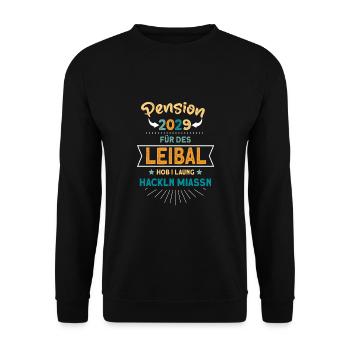 Pension 2029 für des Leibal - Unisex Pullover - Schwarz - Vorne - Alina (178cm) & Michal (187cm)