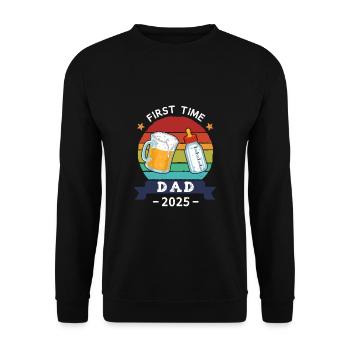 First Time Dad 2025 - Unisex Pullover - Schwarz - Vorne - Alina (178cm) & Michal (187cm)